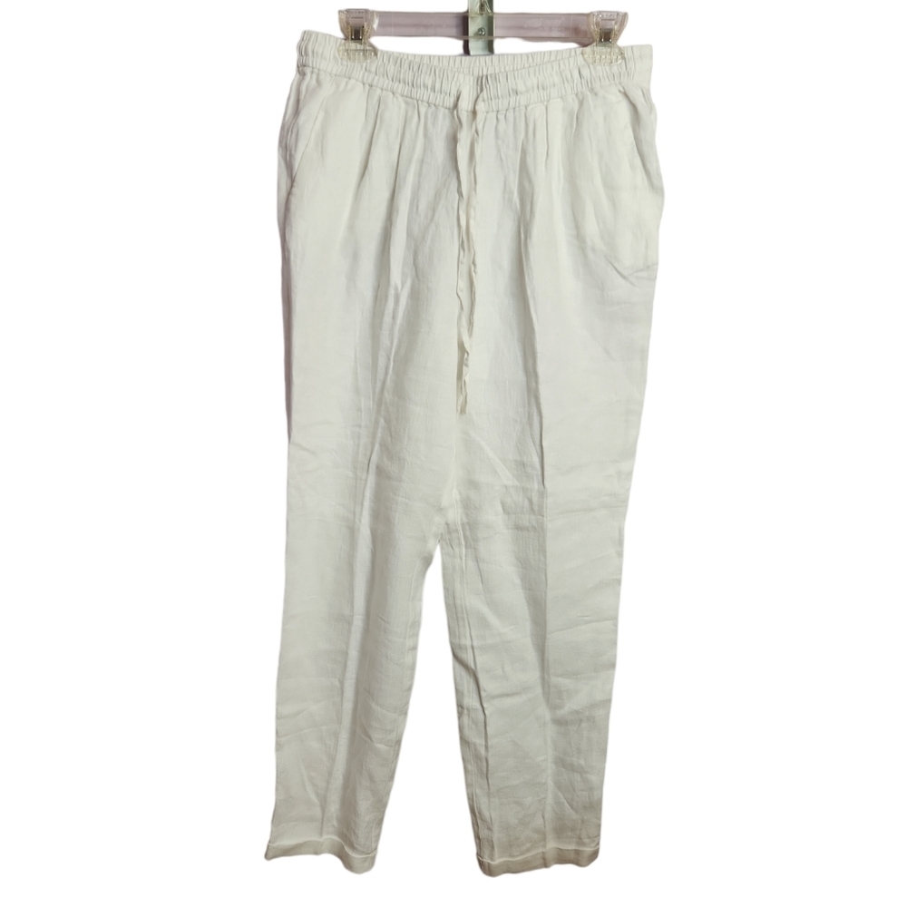 J CREW 100% Linen Women’s Drawstring White Pants, size 8T
